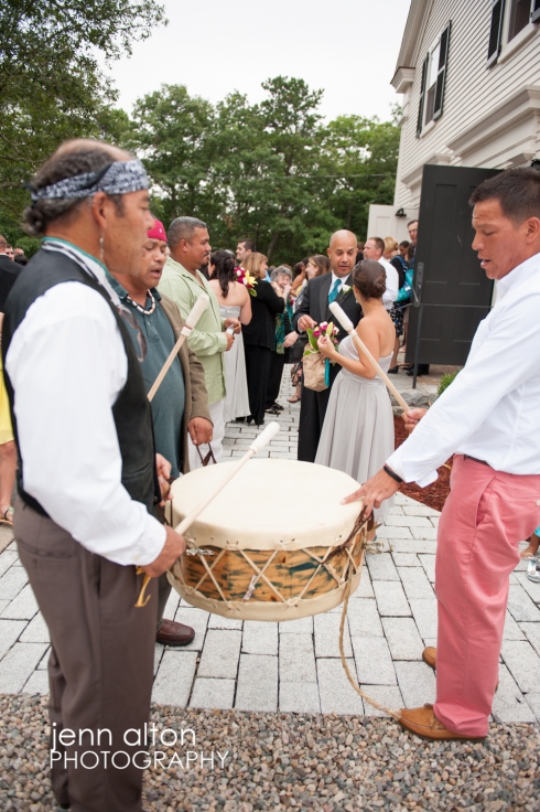 drummers and guests of a Cape Cod Wedding, Mashpee Old Indian Meeting House 