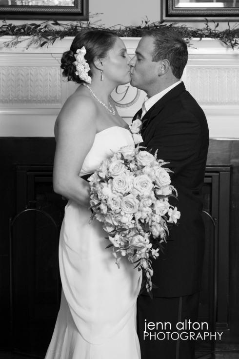 Bride and Groom portrait kissing, Cruise Port, Gloucester, MA