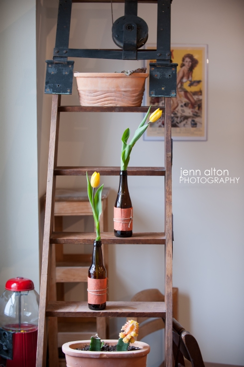 DIY vases and tulips, baby shower decorations