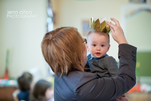 Baby with crown at baby shower