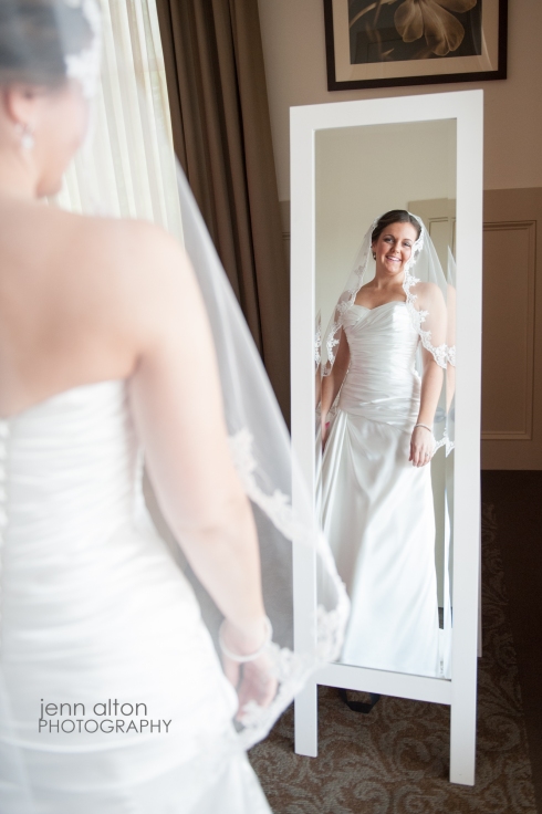 Bride portrait and reflection in mirror, Merrimack Valley