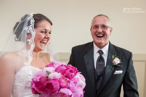 Father seeing bride for the first time on wedding day, Merrimack Valley