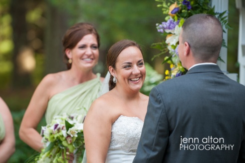 Bride and Groom saying vows, Pinehills Golf Club Ceremony
