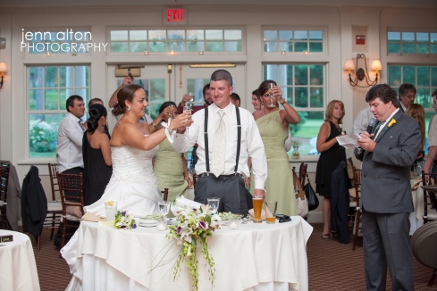 Toasts of bride and groom, Pinehills Golf Club Wedding Reception