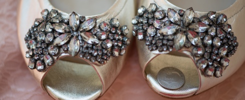 Bride's shoes with Six Pence, Henderson House