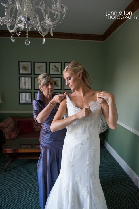Bride and Mother of the Bride final touches on Dress, Henderson House