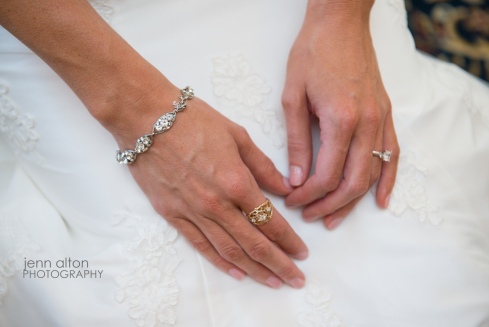 Bride's hands with jewlery, antique Grandmother's ring