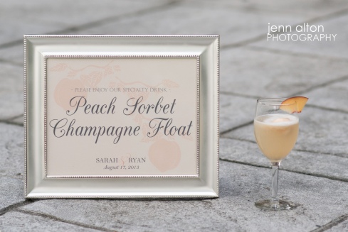 Bride and Groom's signature drink, Peach Sorbet Champagne Float